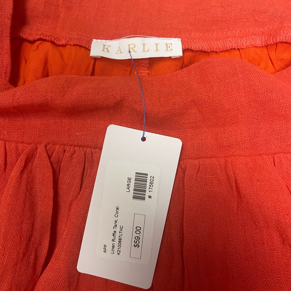 Linen Ruffle Tank - Picture 2 of 5